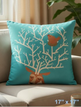 Deer Head Print Cushion & Filler (Duo-Sided)